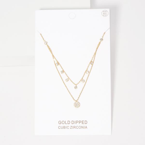 GOLD DIPPED 2 LAYERED PENDANT NECKLACE