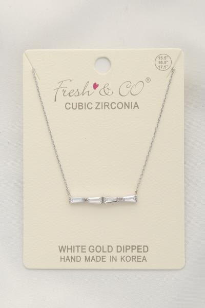 RHINESTONE BAR WHITE GOLD DIPPED NECKLACE