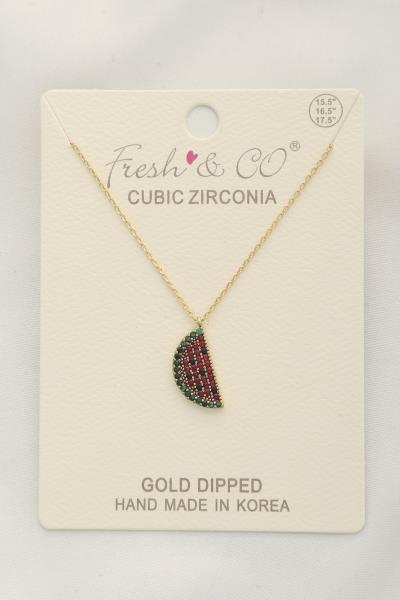 WATERMELON SLICE CHARM GOLD DIPPED NECKLACE
