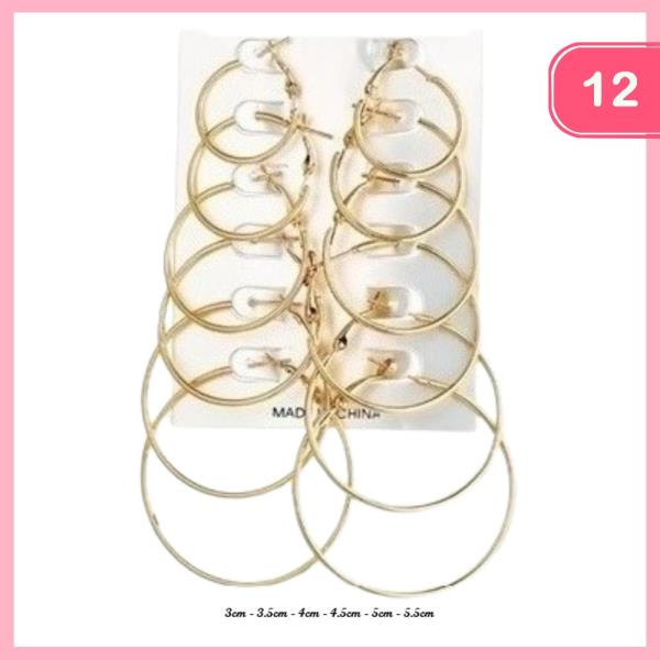 MULTI HOOP EARRING 6 PAIR SET (12 UNITS)