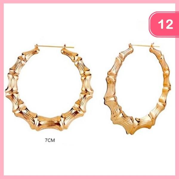 Metal Bamboo Hoop Earring (12 Units)