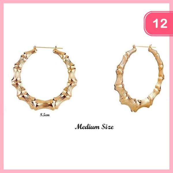 METAL 8.5CM BAMBOO HOOP EARRING (12 UNITS)