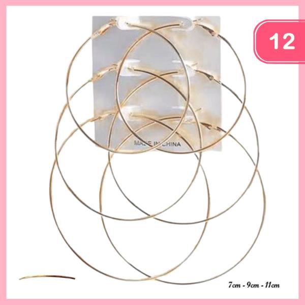Multi Hoop Earring Set (3 Pairs) (12 Units)