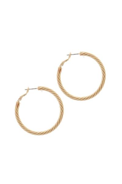 MULTI LINED ENGRAVED HOOP FASHION EARRINGS