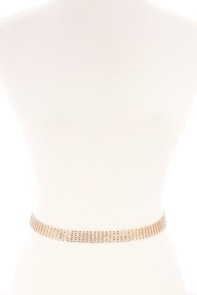 6 RHINESTONE LINE CLASSIC WAIST METAL BELLY CHAIN BELT