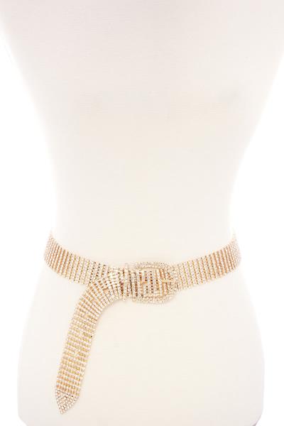 9 RHINESTONE LINE CLASSIC WAIST METAL BELLY CHAIN BELT