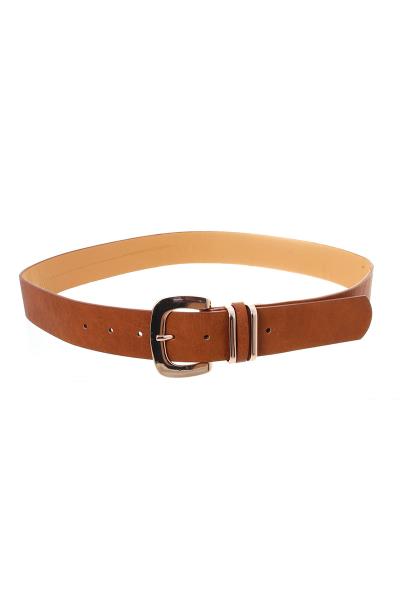 METAL BUCKLE FAUX LEATHER BELT
