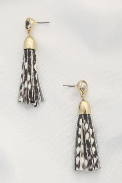 Animal Print Faux Fur Tassel Dangle Earring