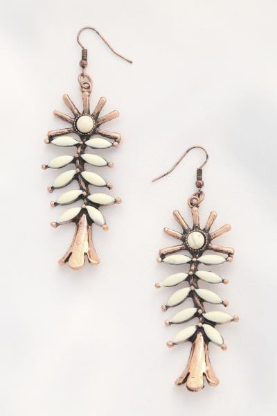 Flower Color Stone Dangle Metal Hook Earring