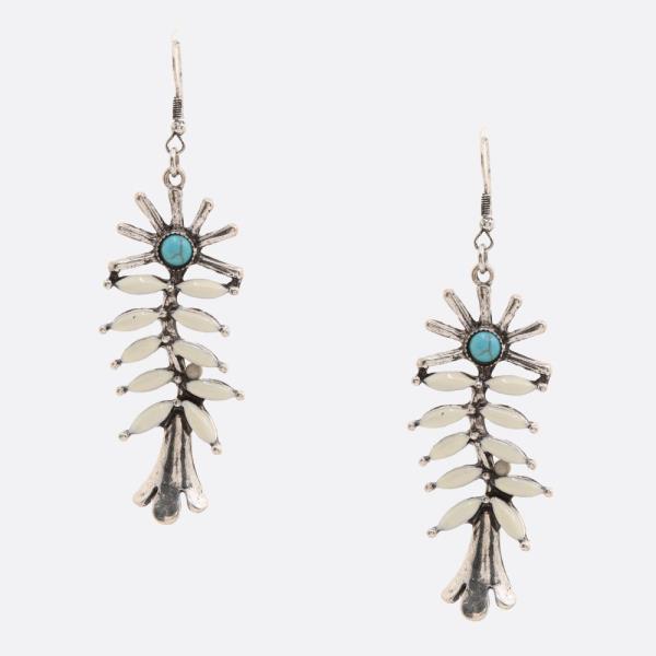 Flower Color Stone Dangle Metal Hook Earring