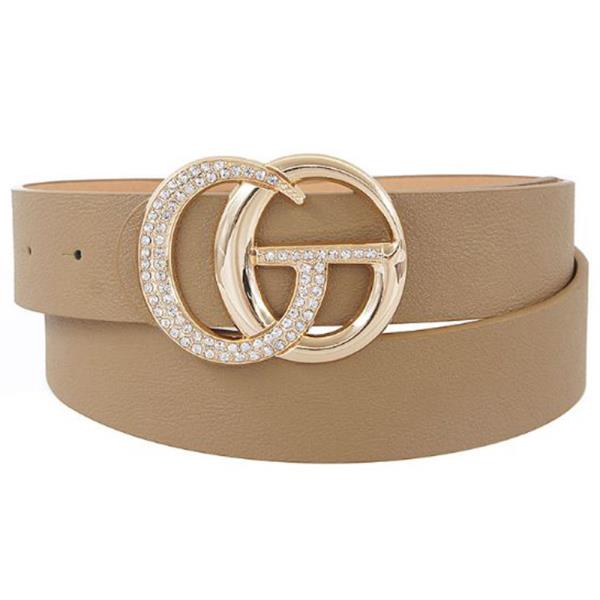RHINESTONE LETTER BUCKLE ACCENTED BELT