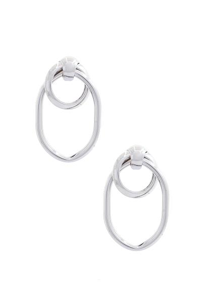 OVAL CIRCLE LINK METAL EARRING