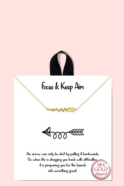 18K Gold Rhodium Dipped Focus Keep Aim Necklace