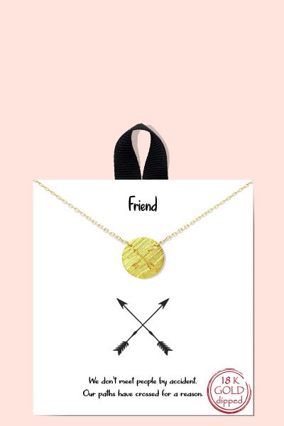 18K Gold Rhodium Dipped Friend Pendant Necklace