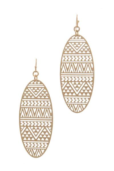 Laser Cut Oval Shape Drop Earring