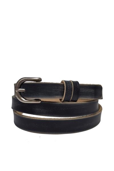 DISTRESS VEGAN IN SKINNY DOUBLE LOOPS BELT