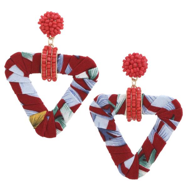 Triangle Fabric Wrapped Dangle Earring