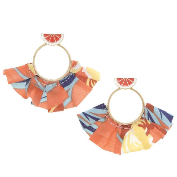 FRUIT SLICE FAN TASSEL DANGLE EARRING