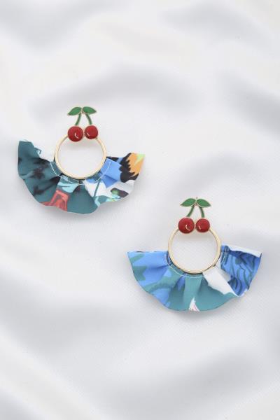 Cherry Charm Fan Tassel Dangle Earring