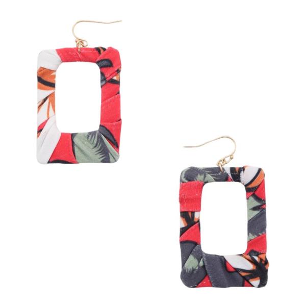 Fabric Rectangle Shape Dangle Earring