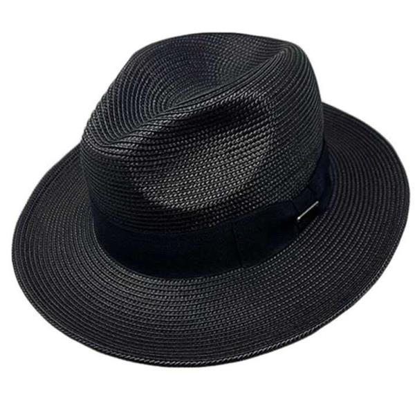 RIBBON BAND PAPER STRAW WOVEN FEDORA HAT