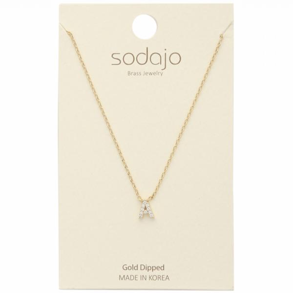 SODAJO RHINESTONE INITIAL PENDANT NECKLACE