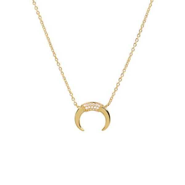14 KARAT GOLD &  WHITE GOLD DIPPED CZ PENDANT NECKLACE