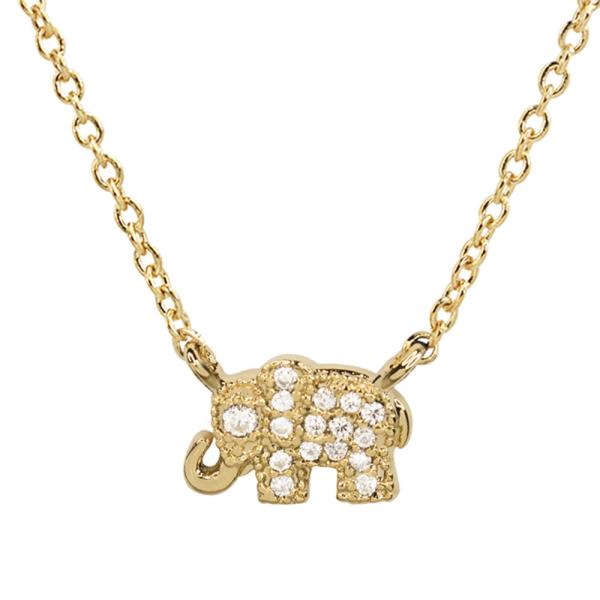 SECRET BOX 14K GOLD DIPPED ELEPHANT CUBIC NECKLACE