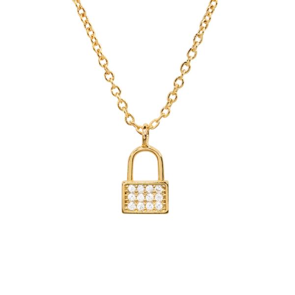 SECRET BOX 14K GOLD DIPPED LOCK PENDANT NECKLACE