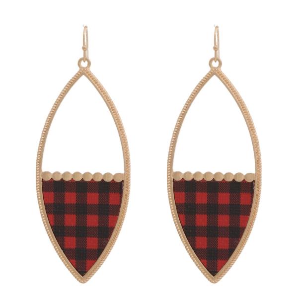 Red Checker Teardrop Dangle Earring