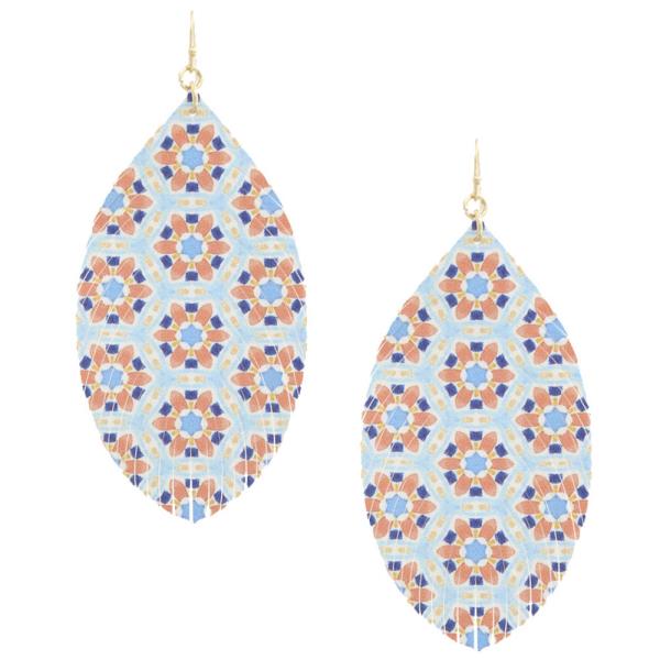 Print Fray Edge Dangle Earring