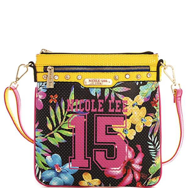 NICOLE LEE Print Mesh Crossbody Bag