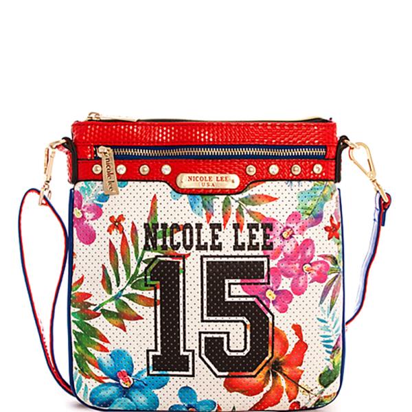 NICOLE LEE Print Mesh Crossbody Bag