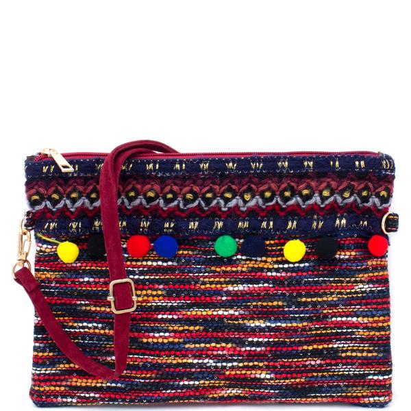 Chic Multi Colored Dangle Clutch W Long Strap