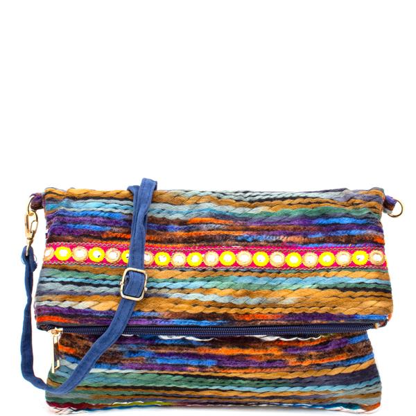 Multi Pattern Boho Texture Crossbody Bag