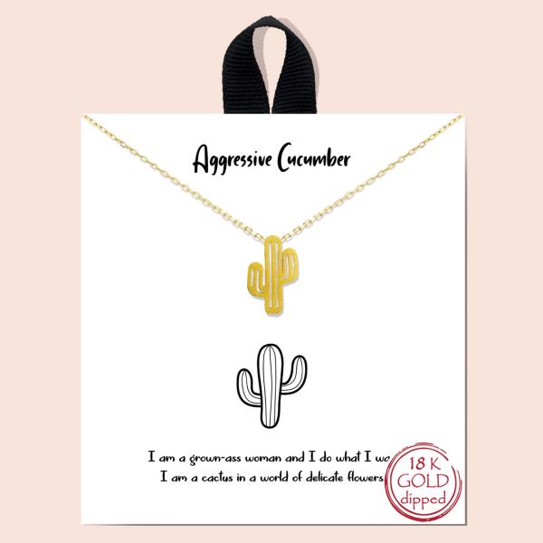 18K GOLD RHODIUM DIPPED AGGRESSIVE CACTUS NECKLACE