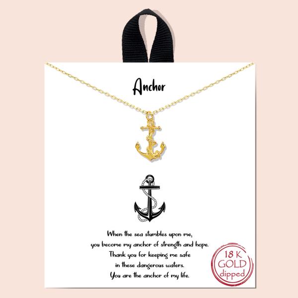 18K GOLD RHODIUM DIPPED ANCHOR NECKLACE