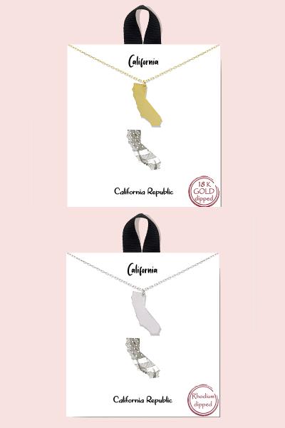 18K GOLD RHODIUM DIPPED USA STATE NECKLACE