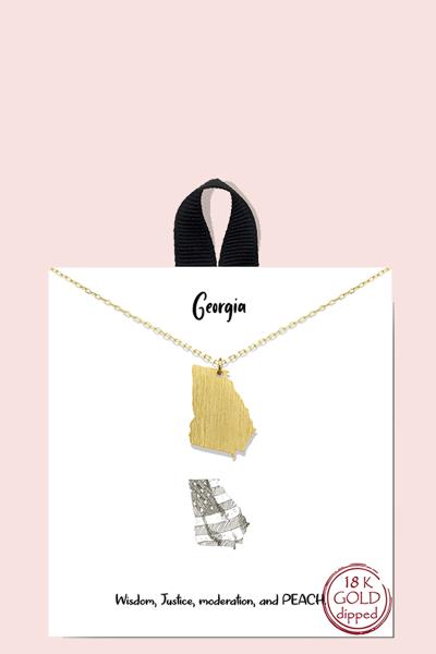18K Gold Rhodium Dipped USA State Necklace