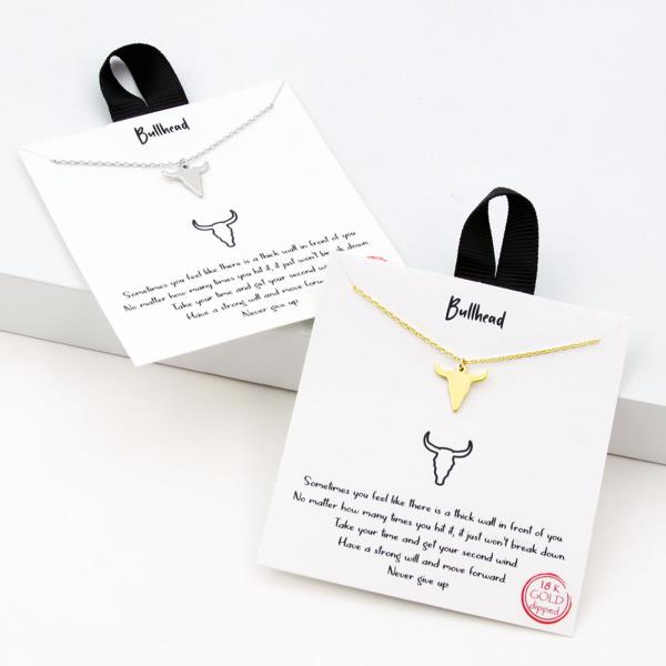 BLB BULLHEAD PENDANT MESSAGE NECKLACE