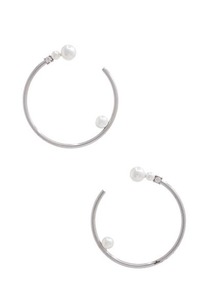Pearl End Open Hoop Earring