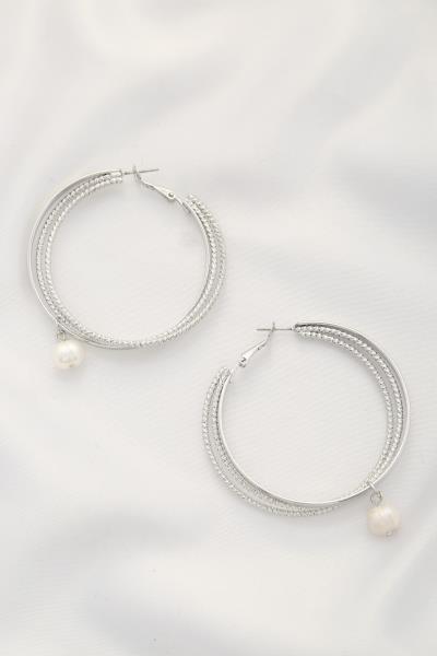 Triple Hoop Pearl Bead Hoop Earring