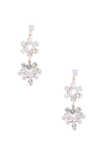 Crystal Flower Cluster Drop Earring