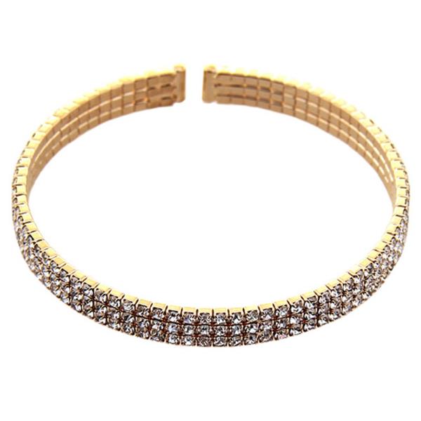 3 LINE RHINESTONE FLEXIBLE BRACELET