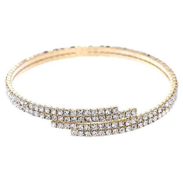 Multi Rhinestone Endless Memory Wire Bracelet Bangle