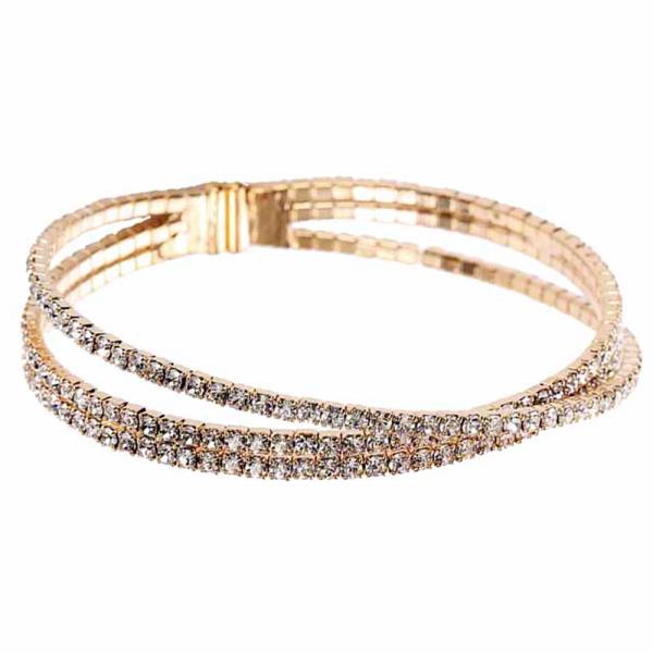 Multi Rhinestone Cuff Memory Wire Bracelet
