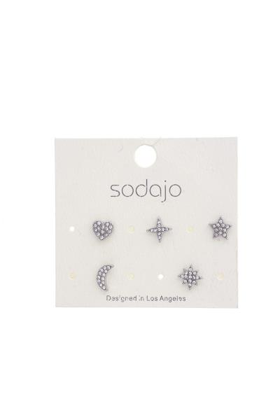 SODAJO Rhinestone Assorted Shape Earring Set