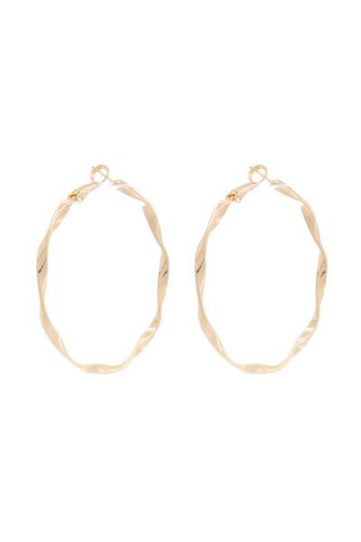 14K GOLD DIPPED HYPOALLERGENIC MADE IN KOREA CLASSIC 50MM TWIST METAL HOOP EARRING