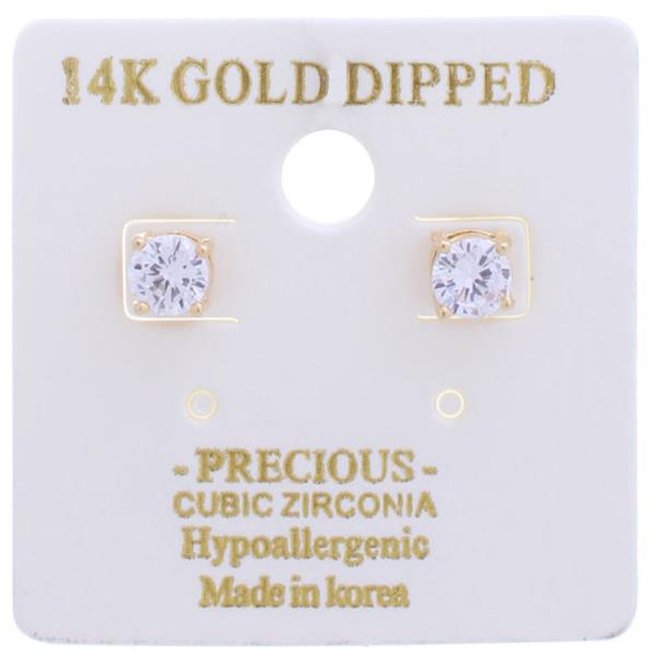 Gold Dipped CZ 5mm Stud Earring