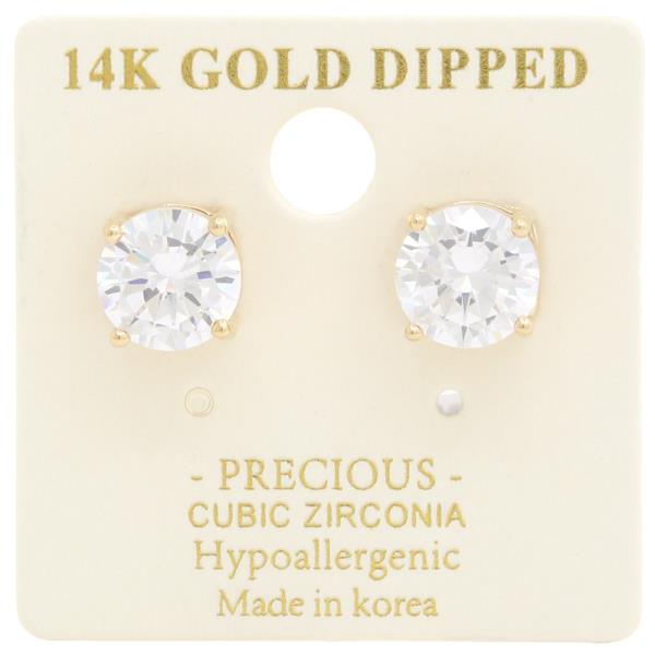Round Crystal 14K Gold Dipped Earring